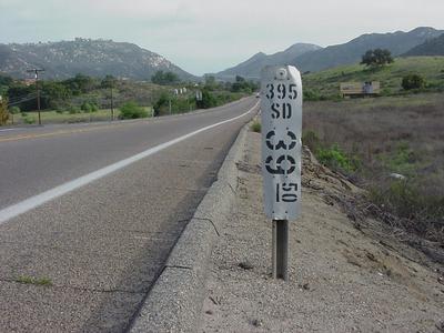 Looking south on old US 395 in rural San Diego county.